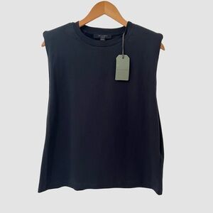 All Saints "Mika" Black Shoulder Padded Square Shoulders T-Shirt M NWT